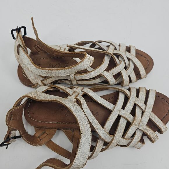 Matisse Tetris White Distressed Strappy Leather Gladiator Sandal Women's 7 Boho - Picture 7 of 8